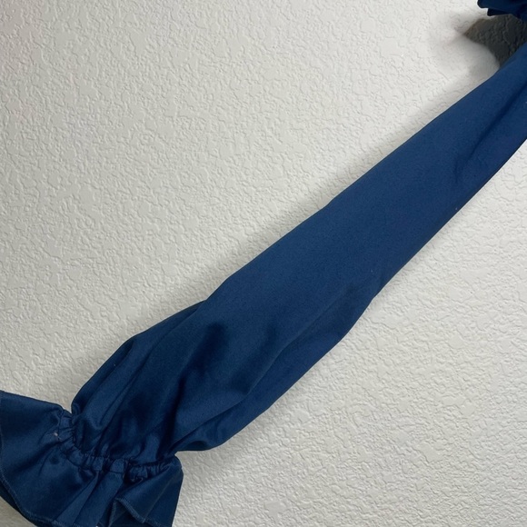 Anna October dress mini cut out shoulders blue sz large - Picture 4 of 8